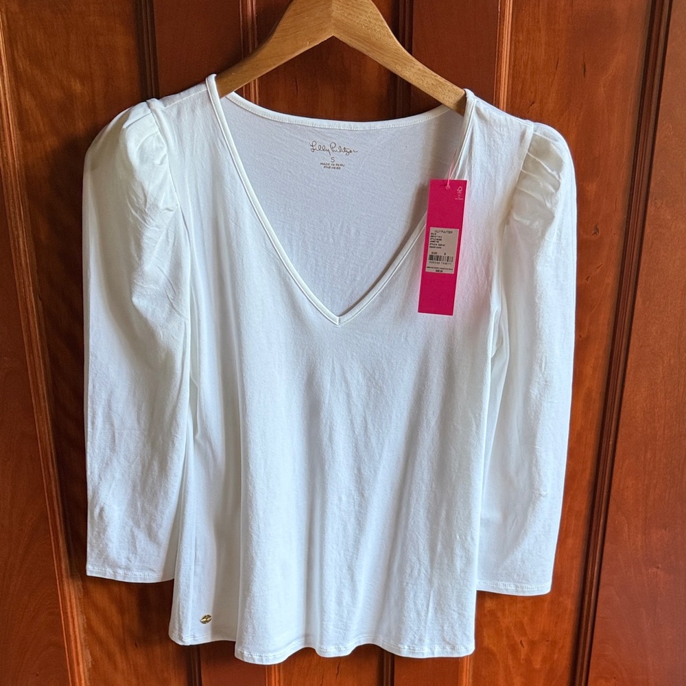 Lilly Pulitzer Women's White V-Neck Blouse